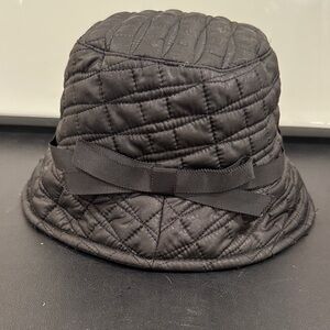 Kate Spade Black Quilted Bucket Hat with Bow
